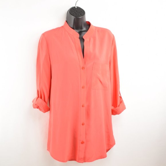 Diane von Furstenberg 4 Gilmore Blouse 100% Silk- HOT CORAL - not red - Picture 5 of 16